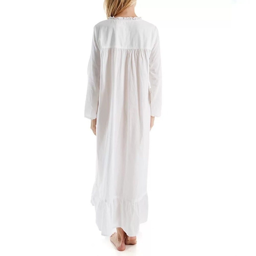 La Cera Long White Nightgown With Embroidery Embellishments Large 100% Cotton - Picture 15 of 16